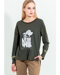 Женский оливковый свитер с круглым вырезом от Спартак