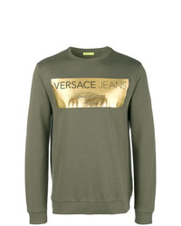 Мужской оливковый свитшот с принтом от Versace Jeans