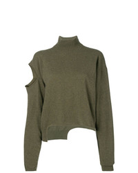 Оливковый свободный свитер от Erika Cavallini