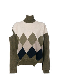 Оливковый свободный свитер от Erika Cavallini