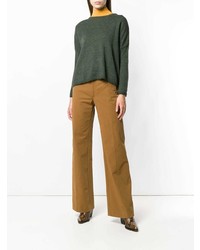 Оливковый свободный свитер от Masscob