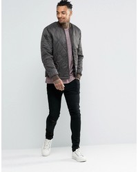 Мужской оливковый стеганый бомбер от Asos