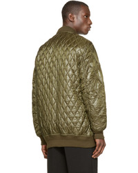 Мужской оливковый стеганый бомбер от Miharayasuhiro