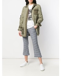 Женский оливковый стеганый пуховик от Ganni