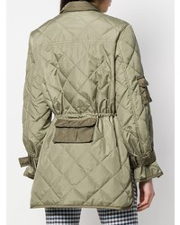 Женский оливковый стеганый пуховик от Ganni