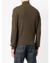 Мужской оливковый стеганый свитер на молнии от Moncler