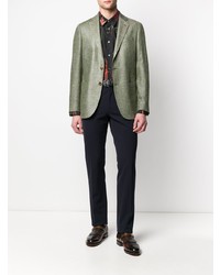 Мужской оливковый твидовый пиджак от Etro