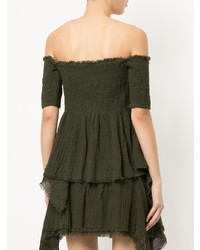 Оливковый топ с открытыми плечами от Kitx