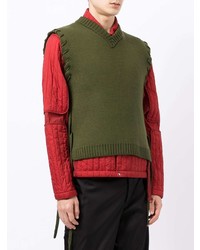 Мужской оливковый трикотажный жилет от Craig Green