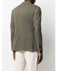 Мужской оливковый хлопковый двубортный пиджак от Lardini
