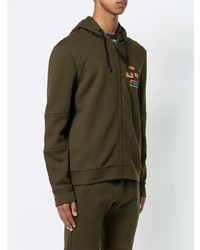 Мужской оливковый худи с принтом от Fendi