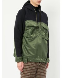 Мужской оливковый худи с принтом от Sacai