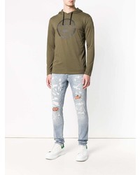 Мужской оливковый худи с принтом от Balmain