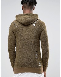 Мужской оливковый худи с принтом от Criminal Damage