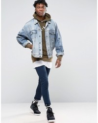 Мужской оливковый худи с принтом от Criminal Damage