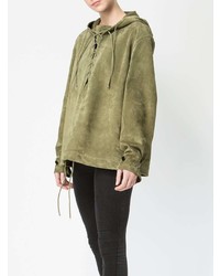Женский оливковый худи от Saint Laurent