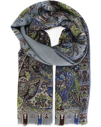 Мужской оливковый шарф с "огурцами" от Etro