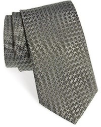 Оливковый шелковый галстук с принтом