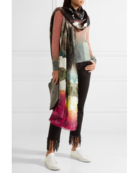 Женский оливковый шелковый шарф с принтом от Acne Studios