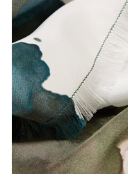 Женский оливковый шелковый шарф с принтом от Acne Studios