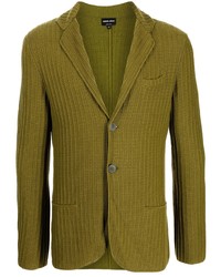 Мужской оливковый шерстяной вязаный пиджак от Giorgio Armani