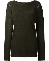 Женский оливковый шерстяной вязаный свитер от Helmut Lang