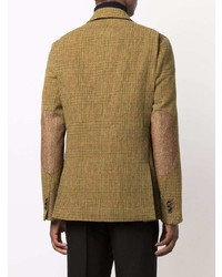 Мужской оливковый шерстяной пиджак в шотландскую клетку от Uma Wang