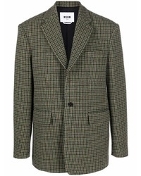 Мужской оливковый шерстяной пиджак с узором "гусиные лапки" от MSGM
