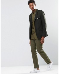 Мужской оливковый шерстяной пиджак от Asos