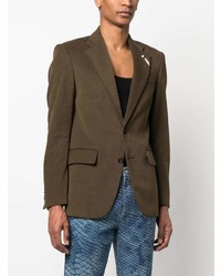 Мужской оливковый шерстяной пиджак от Roberto Cavalli