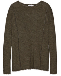 Оливковый шерстяной свитер