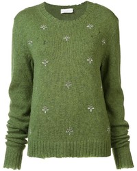 Женский оливковый шерстяной свитер с украшением от Faith Connexion