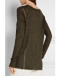Женский оливковый шерстяной свитер от Helmut Lang