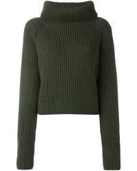 Женский оливковый шерстяной свитер от Haider Ackermann