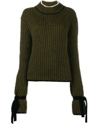 Женский оливковый шерстяной свитер от J.W.Anderson