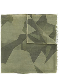 Мужской оливковый шерстяной шарф с геометрическим рисунком от Closed
