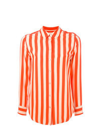 Оранжевая блуза на пуговицах в вертикальную полоску