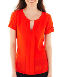 Оранжевая блуза с коротким рукавом