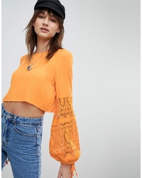 Оранжевая блузка с длинным рукавом крючком от Vero Moda