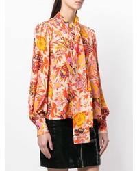 Оранжевая блузка с длинным рукавом с цветочным принтом от MSGM