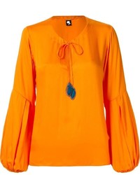 Оранжевая блузка с длинным рукавом