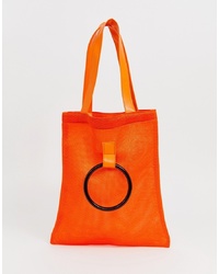 Оранжевая большая сумка из плотной ткани от French Connection