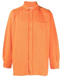 Мужская оранжевая вельветовая рубашка с длинным рукавом с вышивкой от ERL