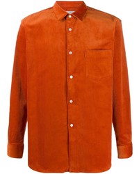 Мужская оранжевая вельветовая рубашка с длинным рукавом от Comme Des Garcons SHIRT