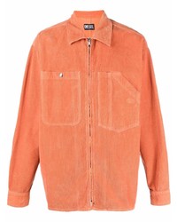 Мужская оранжевая вельветовая рубашка с длинным рукавом от Diesel