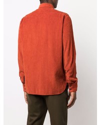 Мужская оранжевая вельветовая рубашка с длинным рукавом от Tintoria Mattei