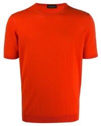 Оранжевая вязаная футболка с круглым вырезом