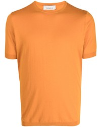 Мужская оранжевая вязаная футболка с круглым вырезом от Laneus