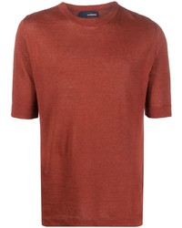 Мужская оранжевая вязаная футболка с круглым вырезом от Lardini