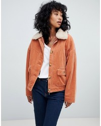 Женская оранжевая джинсовая куртка от Pull&Bear